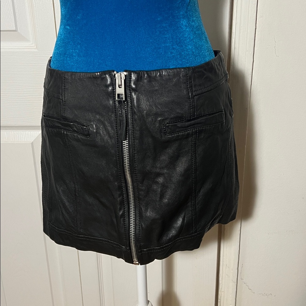 AllSaints Spitalfields Leather Mini Skirt Women’s 6 - Picture 4 of 7